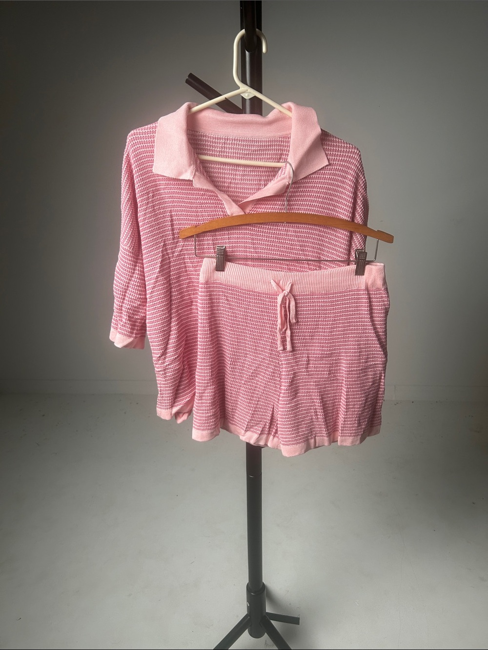 Pink Two-Piece Knit Loungewear Set